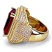 TOPGRILLZ 18K Hip Hop Men Gold Plated Zircon Iced out Cushion Ruby Punky Ring