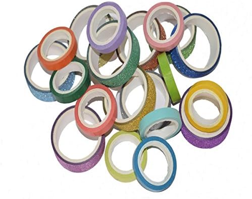 Kingsnow Decoration DIY tape Washi Rainbow Candy Color Sticky Paper Glitter Sparkle Washi Tape for Festival Gift Birthday Gift,Pack of 20