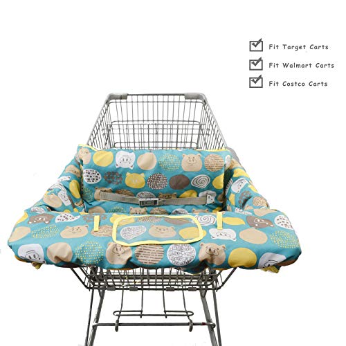 Shopping Cart Covers for Baby Padded Toddler High Chair Cover with Cell Phone Holder -Grocery Cart Liner for Boy or Girl Large Size (Yellow Cute)