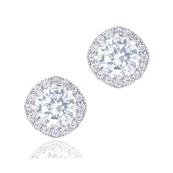 ORROUS&CO 18K Gold Plated CZ Simulated Diamond Stud Earrings for Women, Hypoallergenic, 1.9 Carat