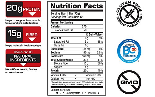 image for LABRADA, LEAN BODY Protein Bars with Probiotics, Non-GMO, Gluten Free,