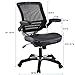 Modway Edge Mesh Back and White Vinyl Seat Office Chair With Flip-Up Arms - Computer Desks in Black