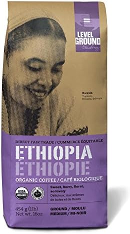 Ethiopian Certified Organic Fair Trade Medium Roast Ground Coffee 1 lb 454 g