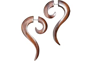 UMBRELLALABORATORY Natural Tribal Organic Wooden Earrings Fake Gauges wood Bohemian Jewelry earrings brown or black