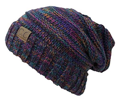 Shadana's Collection Womens Multicolor Oversized Baggy Warm Slouchy Cable Knit Winter Beanie Cap (Multicolored)