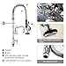 Pre-Rinse Commercial Kitchen Faucet with High Pressure Flexible Hose Sink Sprayer Replacement Kit Black