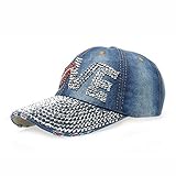Deer Mum Lady Studded Rhinestone Lip Design Adjustable Baseball Cap