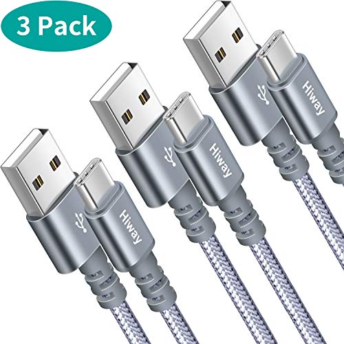 USB Type C Cable,Hiway 3Pack 6FT USB-A 2.0 to USB-C Fast Charger Nylon Braided Data Sync Transfer USB C Cord Compatible with Samsung Galaxy S10 S9 S8 Plus Note 9 8,Moto Z Z3,LG V50 G8,Switch,and More