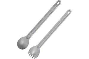LSYJING Titanium Long Handle Spoon Fork Combination, Portable Camping Tableware Suitable for Backpacking, Hiking and Outdoor 