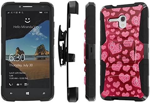 Alcatel One Touch Fierce XL Case, [NakedShield] [Black/Black] Heavy Duty Holster Armor Tough Case - [Special Hearts] for Alcatel One Touch Fierce XL