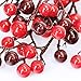 4 Pcs Artificial Red Berry Picks Red Berry Stems Berry Branches Spray Berry Sprigs Berry Twigs with Fake Green Leaves - 13.6