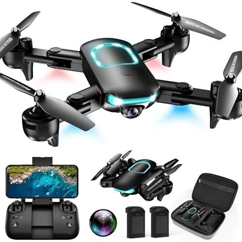 Drone with Camera, Foldable Drone for Beginners with 1080P Camera, Upgrade Altitude Hold, Circle/Rotating/Waypoint Fly, 3D Flip, One Key Start, 3 Speed Mode, 2 Batteries at Amazon