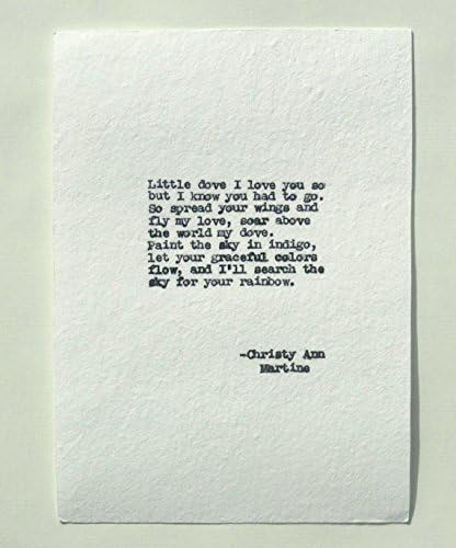 Sympathy Gifts - Poems - Loss of Baby Child - Bereavement Gift - Little Dove Poem Hand Typed by Author