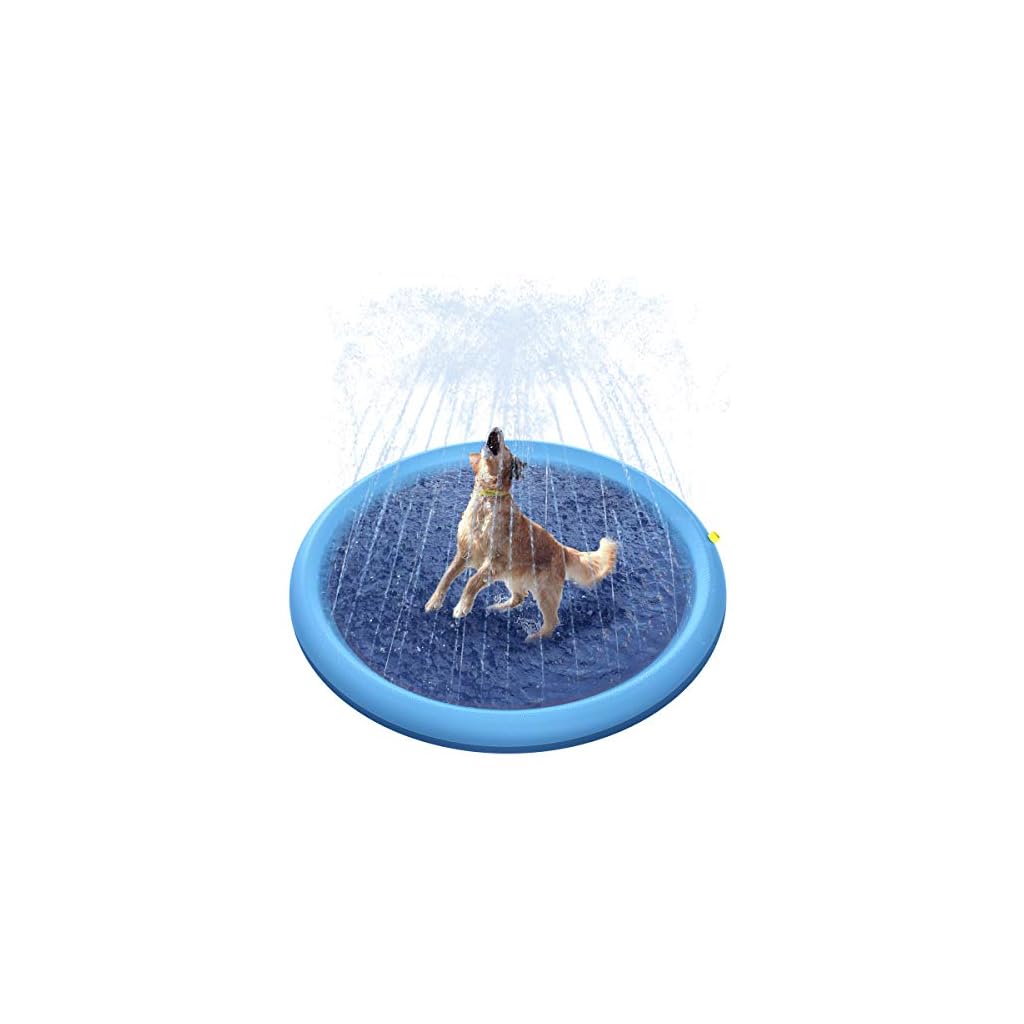 Peteast Splash Sprinkler Pad for Dogs Kids, Dog Bath Pool Thickened