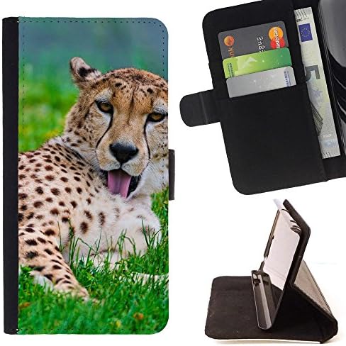 SHIMIN - FOR Sony Xperia Z2 D6502 - Cheetah Predator - Personalized Design Custom Style PU Leather Case Wallet Flip Stand