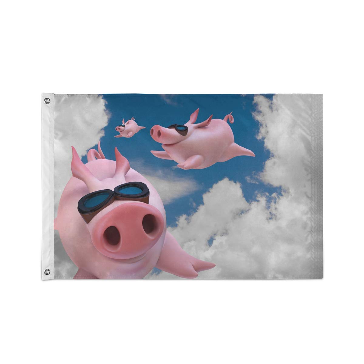 ALARGE Garden Flags Funny Animal Fly Pig,3x5 Foot UV Fade Resistant Fly Flag Banner Double Stitched Polyester Flag with Grommets for Home Yard Party Outdoor Decor