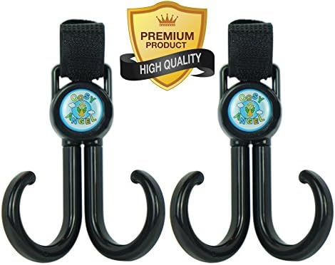 Clearance Best Stroller Hook Set. X Large Buggy Accessory Clips for Mommy. Double Hanger, Organiser Accessory for Baby Diaper Bags, Groceries, Fits All Pushchairs, Single & Twin Travel System, Joggers