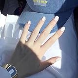 Yean False Nails 24Pcs/Set Fake Nails Bridal Full Cover Medium White Color Nail Tips with Design Press on Nails with Glue and Adhesive Tab for Women and Girls