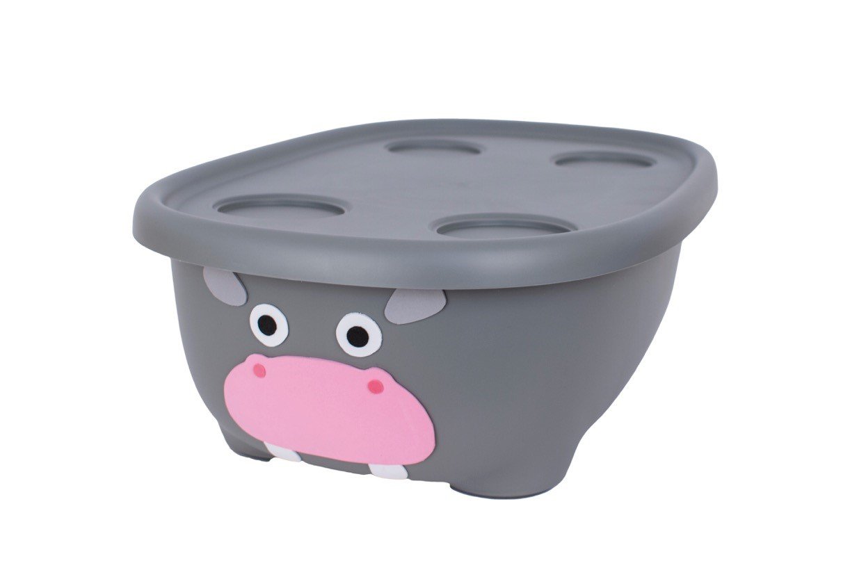 Prince Lionheart Tubimal With Hammock - Baby & Toddler Bath - Infant Comfort Sling - Plug - Storage With Lid - 3 Stages - Stackable – Grey Hippo