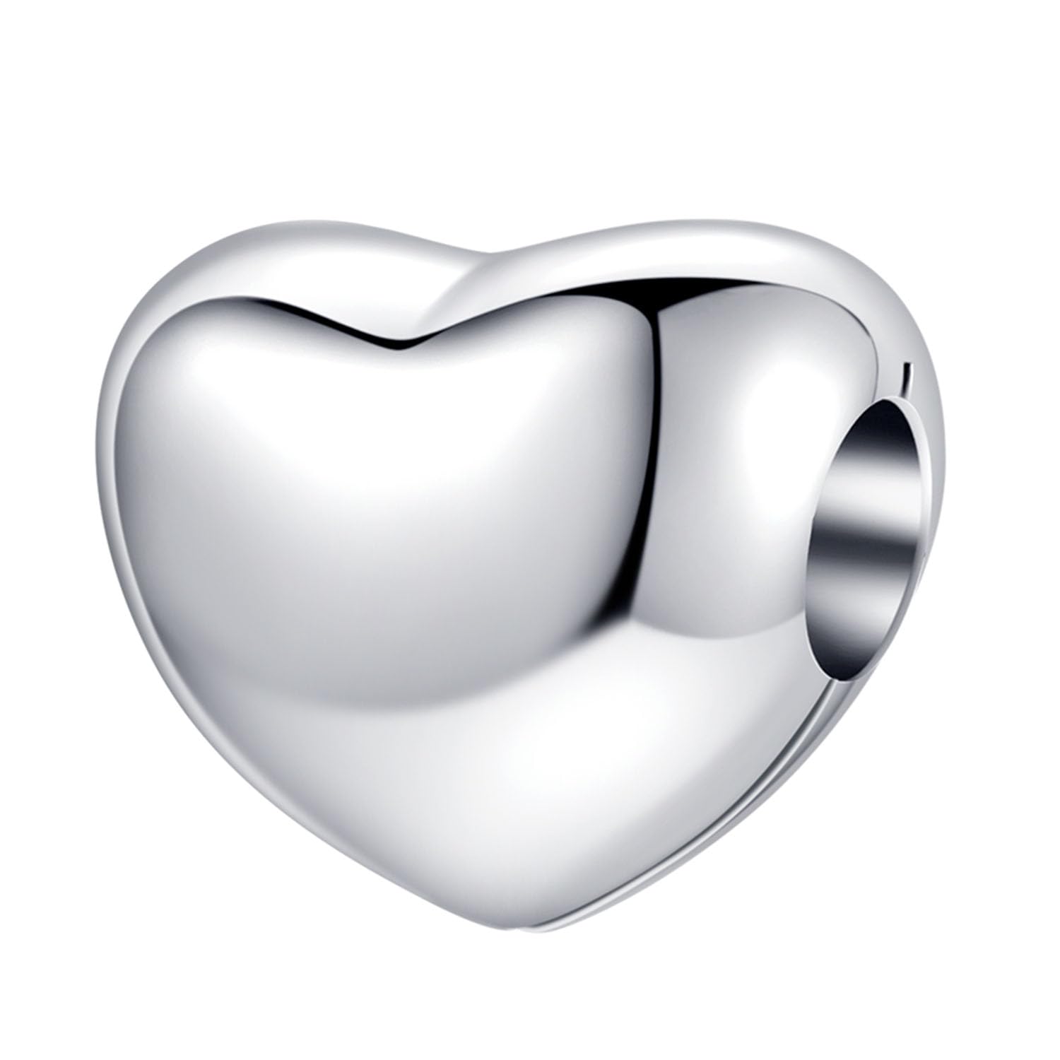 925 Sterling Silver Heart Clip Charm Stopper Charm Lock Charm Spacer Charm for Pandora Charm Bracelet (Silver)