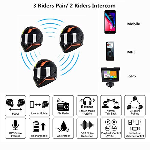 FreedConn Bluetooth Motorcycle Helmet DOT Full Face Bluetooth Helmets Motorcycle (MultiColor