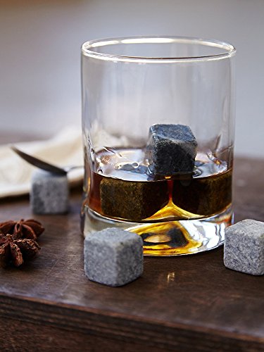 Vina Whiskey Wine Chiller Stones Set, 9 Premium Chilling Ice Rocks for Beer Bourbon etc. Chill Any Beverage Without Diluting It, with a Black Storage Pouch，Dark Grey