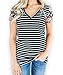 LuckyMore Womens Casual Floral Print Striped V Neck Short Sleeve T Shirts Tops Tunic