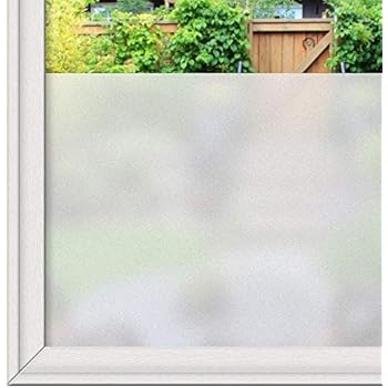 rabbitgoo Privacy Window Film Frosted Window Sticker with Grid Lines Backing Frosted Glass Film Non-Adhesives Window Clings Static Cling Window Decals for Home Office Bathroom 35.4 x 78.7 inches