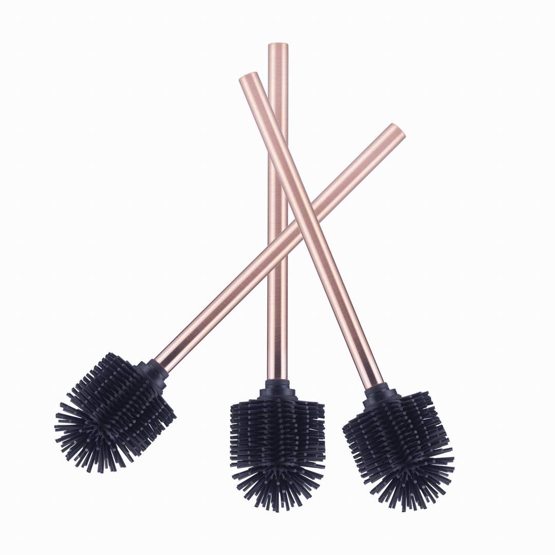 VINN DUNN Toilet Brush Set with Silicone Heads 3PK (Copper Handle 3pk)