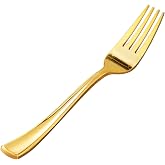 Goodluck 50 Pack Gold Plastic Forks, Heavy Duty Forks Disposable | Plastic Cutlery Perfect for Weddings, Parties, Dinners and Thanksgiving.