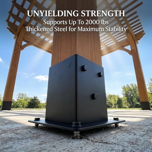 ORIGLE 4×4 Post Base 4Pack, Inner Size 3.6"x3.6" Post Brackets, Heavy Duty Powder-Coated Post Anchor Matte Black Wood Post Brackets for Pavilion Deck Railing
