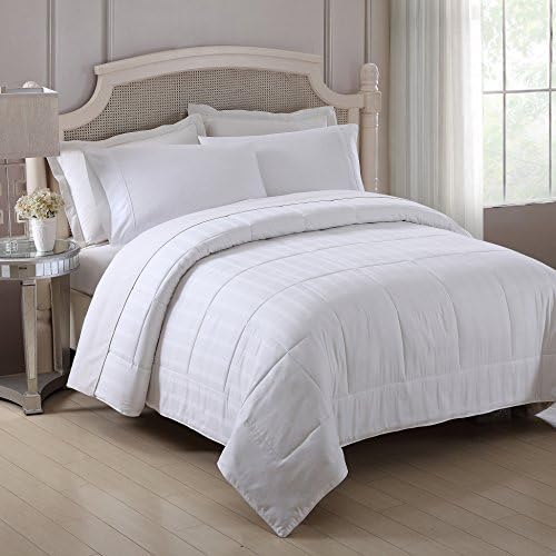 Fresh Ideas All Season Silk Comforter – Lightweight, Breathable Bedding With Quilted Cotton Cover White, Full / Queen