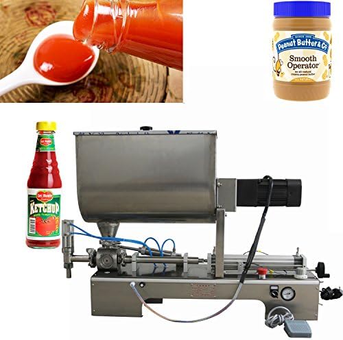 USA Stock 1000ml Paste Filling Machine peanut Butter Piston Mixer Hopper Filler