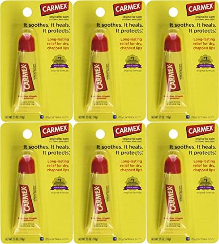 Carmex Lip Balm Tubes, Original Formula, 0.35 oz., Pack of 6