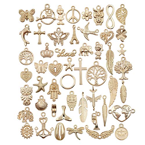 50pcs Craft Supplies Assorted Kc Gold Charms Pendants For Jewelry Making Findings Crafting Accessory For Diy Necklace Bracelet M377 Pricepulse