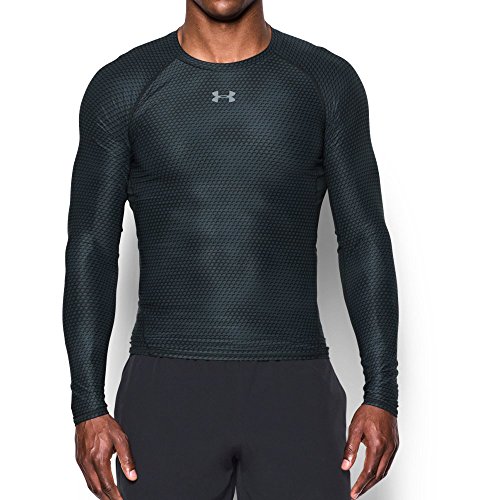 Under Armour Men s HeatGear Armour Printed Long Sleeve Compression Shirt, Black (005), Medium