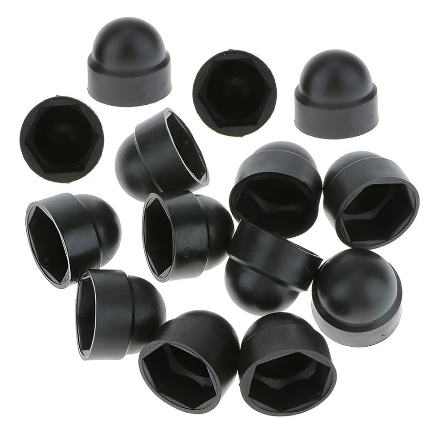 TERF® M12 Black Plastic Hex Nut Bolt Dome Cap Cover M12 (19mm Spanner) Nut and Bolt Protective Caps Cover Hexagonal - Pack of 10