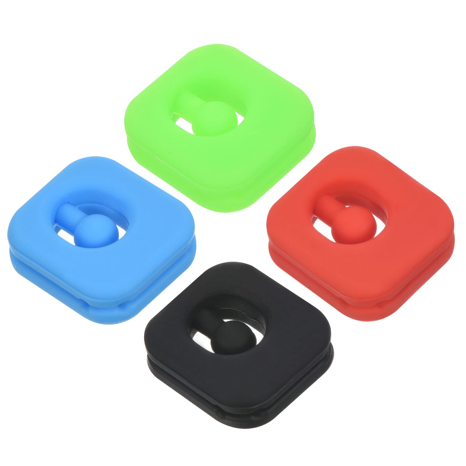 PATIKIL Tennis Vibration Dampener, 4 Pack Square-shaped Silicone Shock Absorber Racket String Damping for Tennis Racquet, Black, Blue, Green, Red