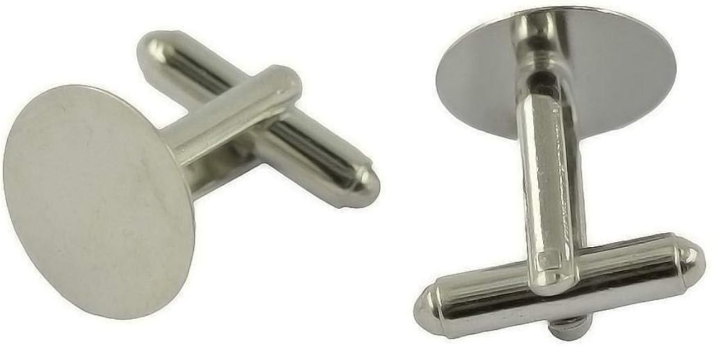 Yitaocity 10Pcs 15mm Silver Round Blank Setting Base Pad for Cuff Links Cufflinks DIY Making, 17.5 x 17mm/0.69 x 0.67 inch - Image 4