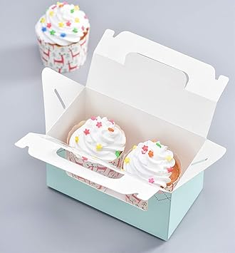 Amazon Co Jp 窓付きカップケーキボックス ハンドル付き50 Pcsクッキーボックス お友達へのケーキやマフィンの保管と持ち運びに最適なベーカリーコンテナーセット スポーツ アウトドア