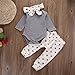 AMA(TM) 3PCS Newborn Baby Boys Girls Romper+ Pants +Headband Outfits Clothes (18M, Grey)