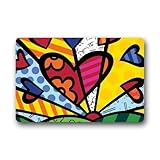 Sysuser Romero Britto Art Painting Love Custom Outdoor / Indoor Doormat Personalized Design Machine-Wahable Neoprene Rubber Doormat 23.6x15.7 Inch