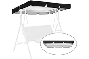 NSdawali Swing Canopy Replacement for Outdoor Patio Swing Chair 2/3 Seater Waterproof Porch Swing Seat Canopy Cover Garden Hammock Top Cover for Seat Furniture, Canopy only (Black, 65x45×5.9 Inch)