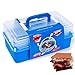 SUMPRI Smores Caddy with Two Folding Trays -Smore Box That Keeps Your Marshmallow Roasting Sticks/Crackers/Chocolate Bars Organized -Fire Pit Accessories Kit,Campfire Smore Skewers Storage Box (Blue) primary