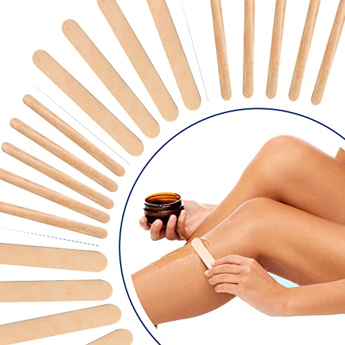 200 Pcs Large Size Wooden Wax Sticks Medium Sizes Multi-Purpose Waxing Sticks Spatulas for Body Face Underarm Back Arms Bikini Hair Removal or Wood Craft Sticks Suit Stirring, Labels
