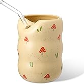 Thenshop Ceramic Sip Mug 13.5oz Modern Coffee Cup Ceramic Coffee Mug with Sip Hole Elegant Pottery Cup with Timber Design for Kitchen Dining Tea Milk Birthday Gift for Women