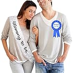 TTCOROCK Mommy To Be Lace Sash DAD To Be Tinplate Badge Combo Kit Baby Shower Party Gender Reveals Party Gift