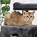 BEWISHOME Cat Tree Condo with Sisal Scratching Posts, Plush Perch, Dual Houses and Basket, Cat Tower Furniture Kitty Activity Center Kitten Play House, Smoky Grey MMJ06Hthumb 2