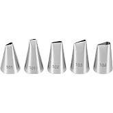 Piping Tips Set, 5PCS Piping Nozzles Cake Decorating Supplies Flower Petal Icing Tips Stainless Steel Cakes Decor Pastry Tools for Cake Decorating Cupcake