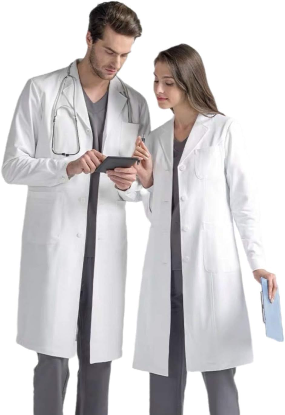 ANNISOUL Professional Lab Coat for Men Women,Unisex White Medical